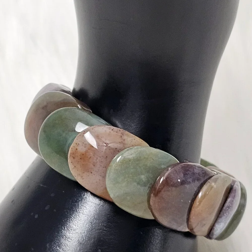Jasper Natural Stone New Overlap Multi Color Stretch Bracelet